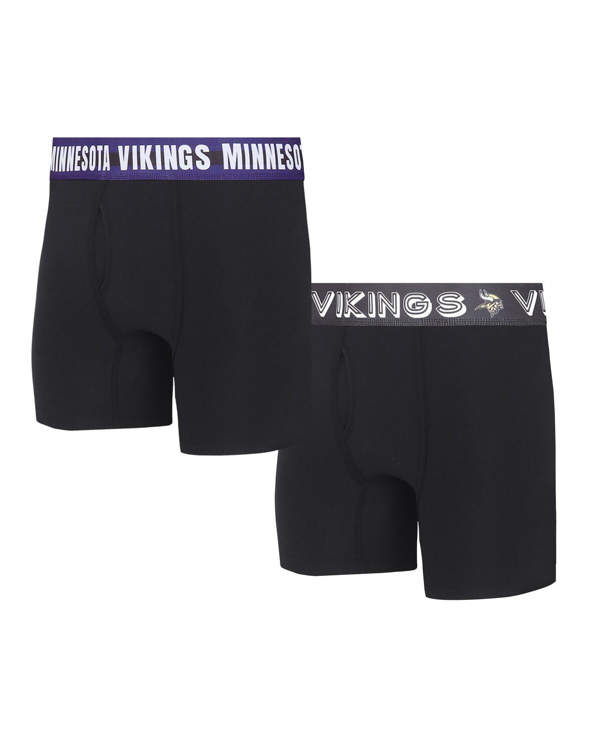 Shop Concepts Sport Men's  Minnesota Vikings Gauge Knit Boxer Brief Two-pack In Black,purple