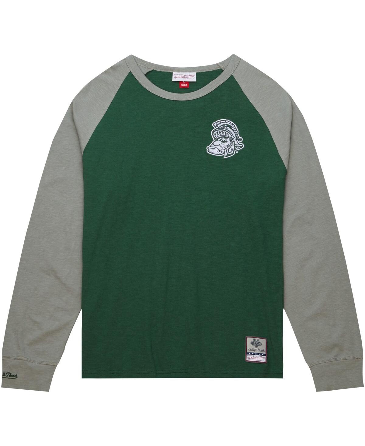Men's Mitchell & NessMichigan State Spartans Legendary Slub Raglan Long Sleeve T-shirt - Green