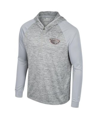 Men's Gray Oregon State Beavers Cybernetic Raglan Quarter-Zip Hooded Top