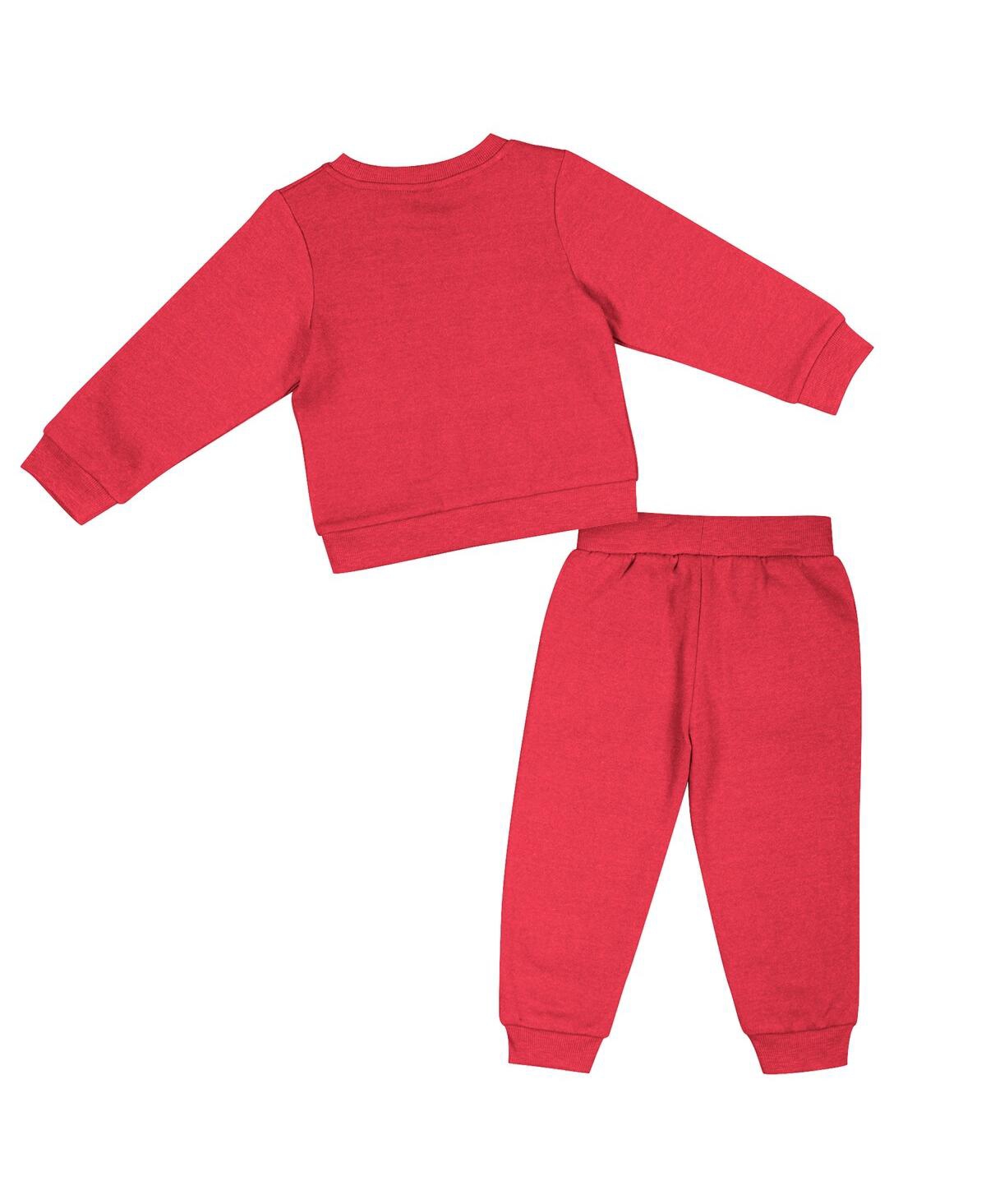 Shop Colosseum Girls Toddler  Red Wisconsin Badgers Flower Power Fleece Pullover Sweatshirt And Pants