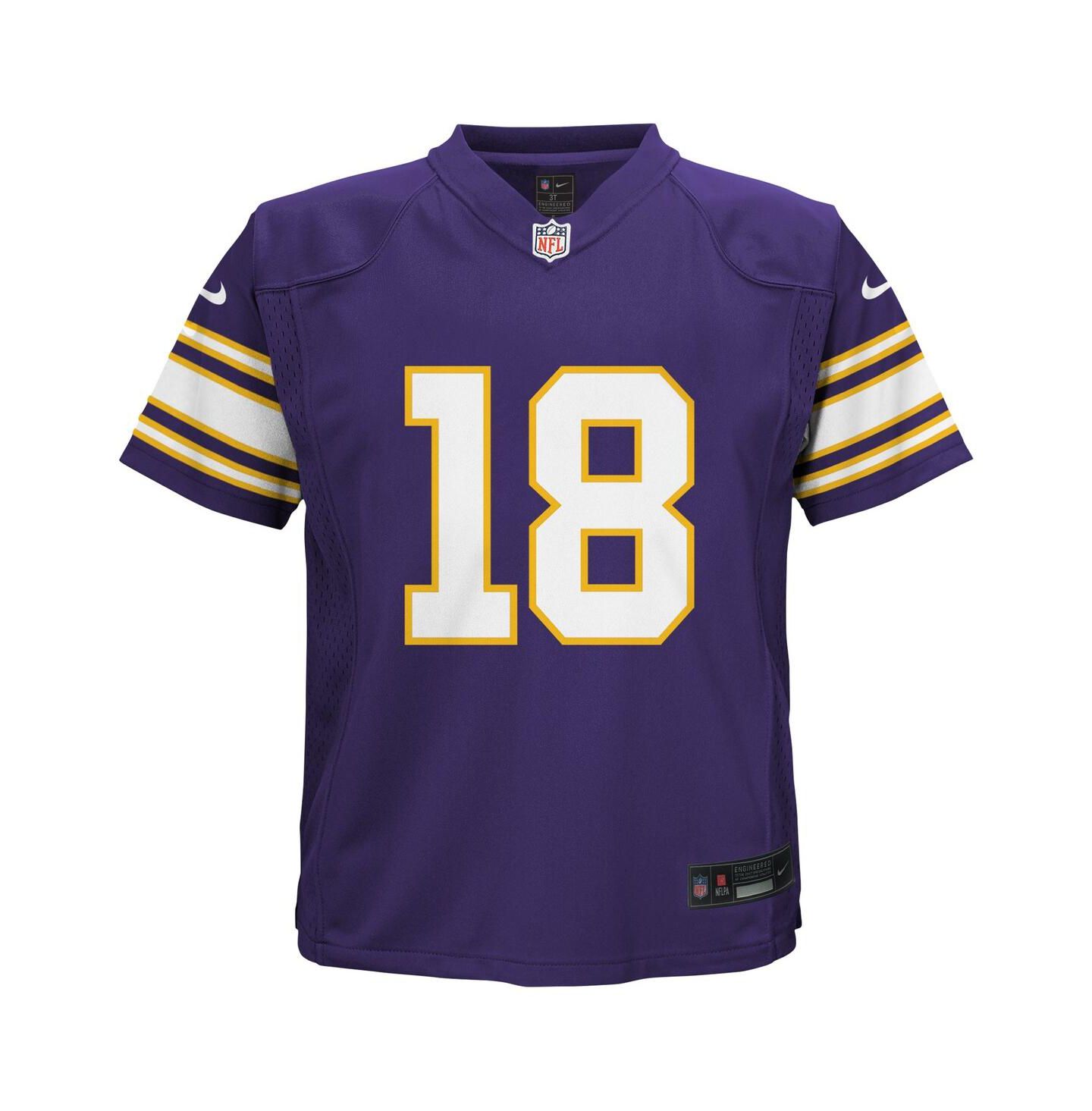 Топ Nike Justin Jefferson Minnesota Vikings Alternate Game Jersey для малышей, цвет: Фиолетовый — фото 3