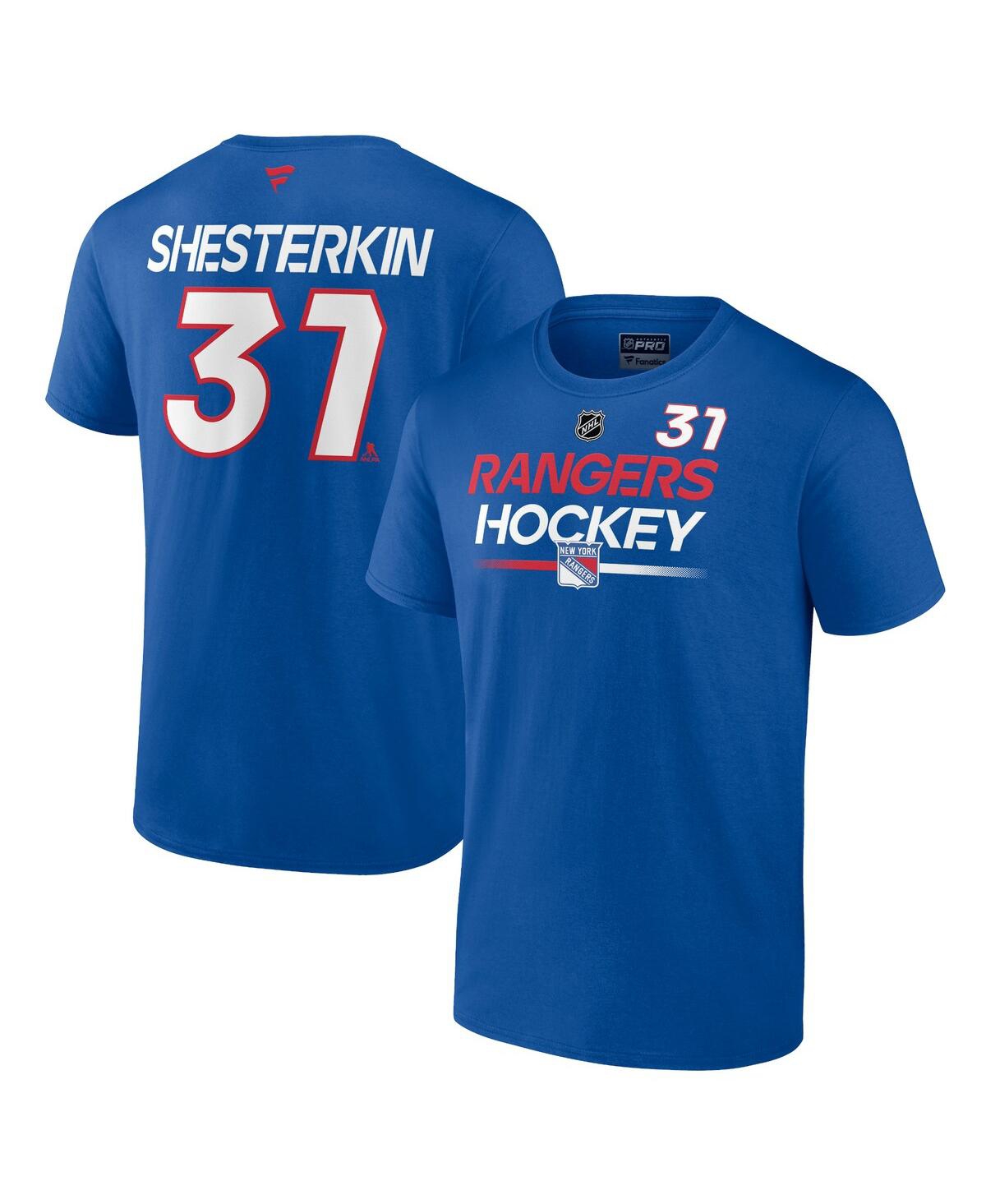 Shop Fanatics Men's  Igor Shesterkin Blue New York Rangers Authentic Pro Prime Name And Number T-shirt