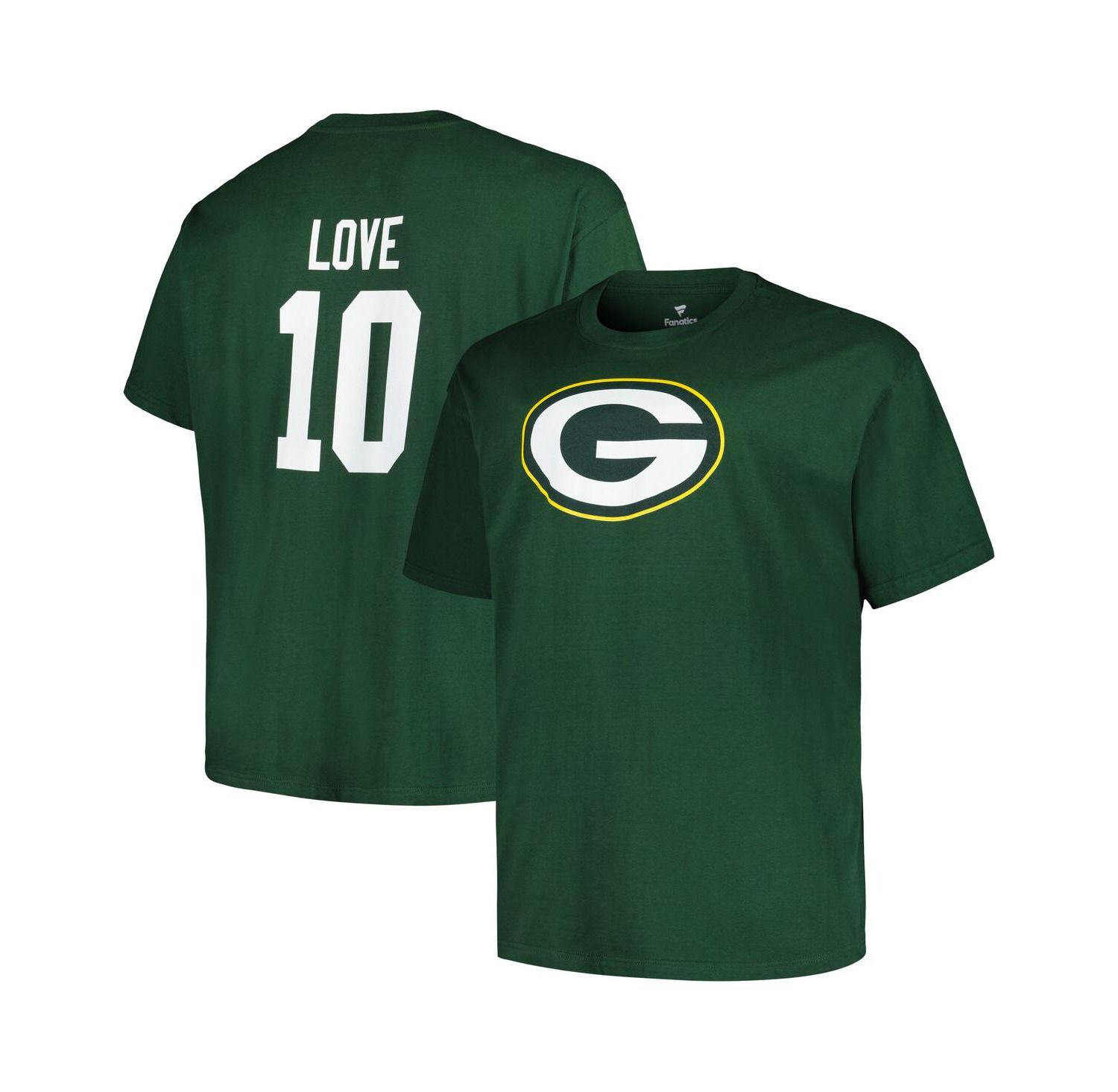 Men's Jordan Love Green Green Bay Packers Big and Tall Player Name and Number T-shirt