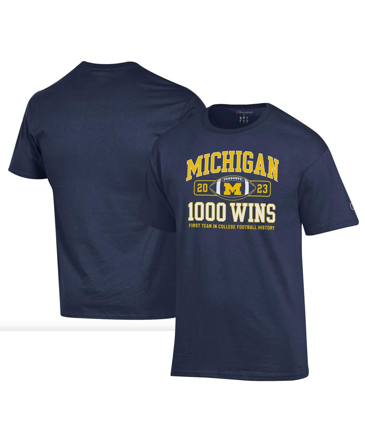 Shop Champion Men's  Navy Michigan Wolverines Football 1,000 Wins T-shirt