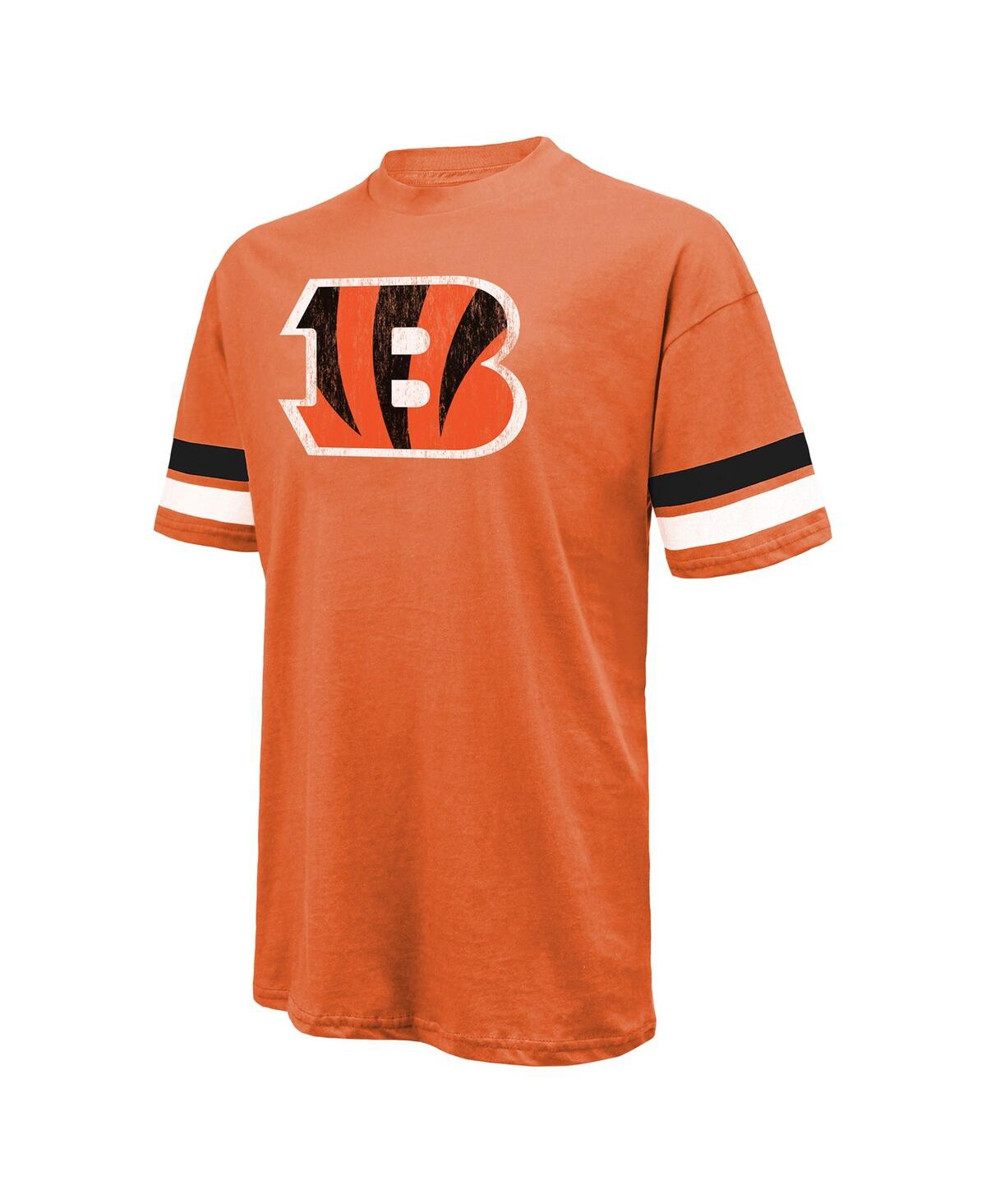 Majestic Men's  Threads Joe Burrow Orange Distressed Cincinnati Bengals Name And Number Oversize Fit In Orange