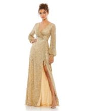 Long sleeve gold sequin hotsell gown