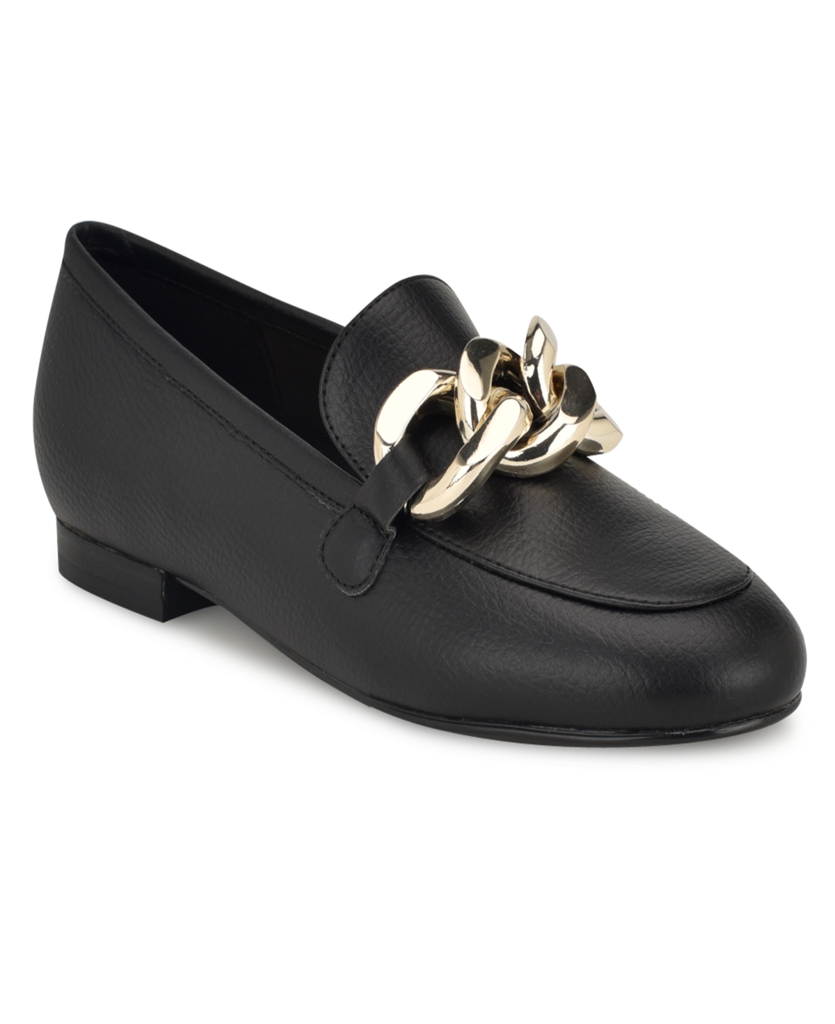 Shop Nine West Women's Aspyn Slip-on Round Toe Flat Dress Loafers In Black - Faux Leather