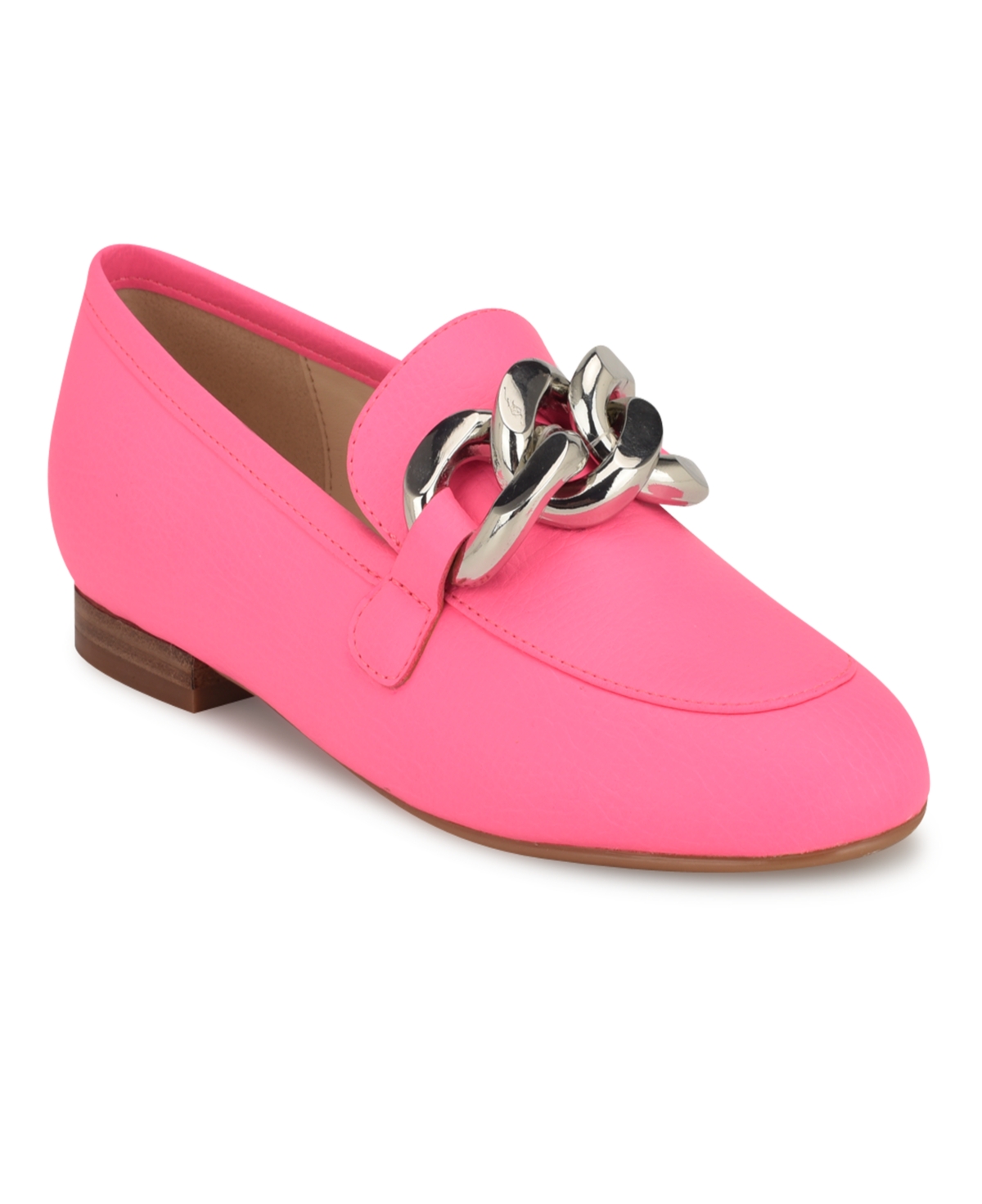 Shop Nine West Women's Aspyn Slip-on Round Toe Flat Dress Loafers In Neon Pink - Faux Leather
