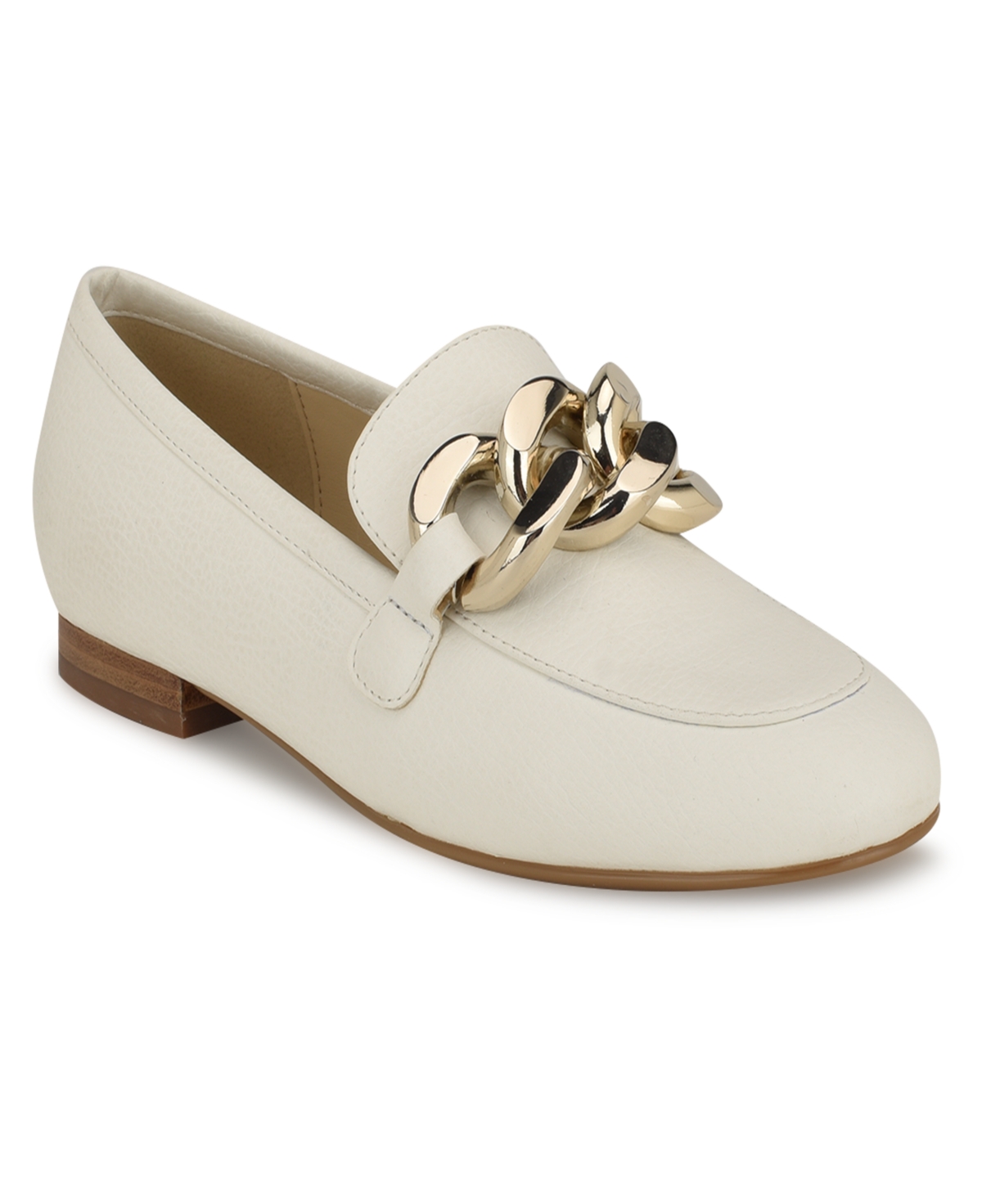 Shop Nine West Women's Aspyn Slip-on Round Toe Flat Dress Loafers In White - Faux Leather