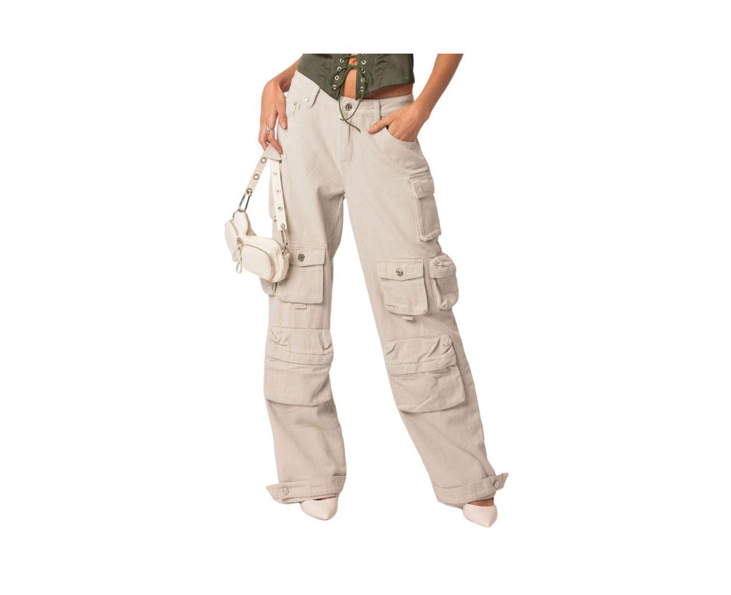 Women's Oversize Boyfriend Cargo Jeans with Pockets