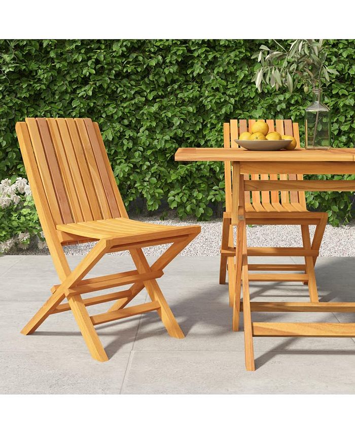 vidaXL Folding Patio Chairs 2 pcs 18.5"x18.5"x35" Solid Wood Teak Macy's