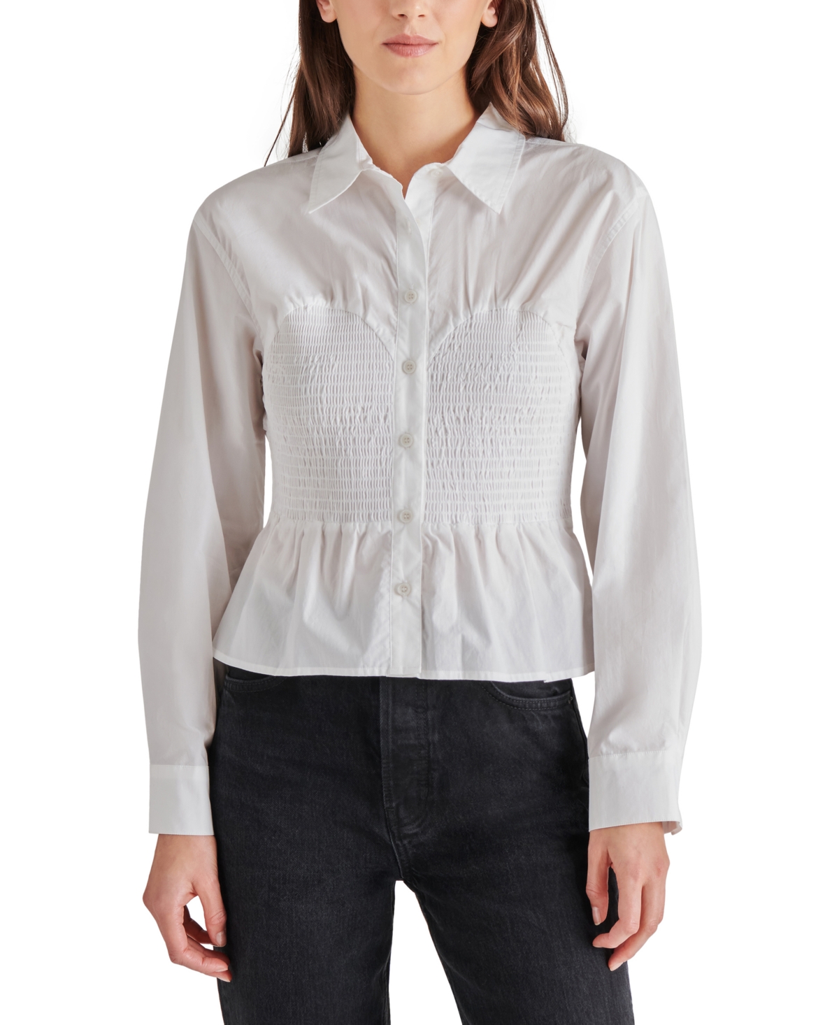 Women's Marisol Cotton Smocked Shirt - White