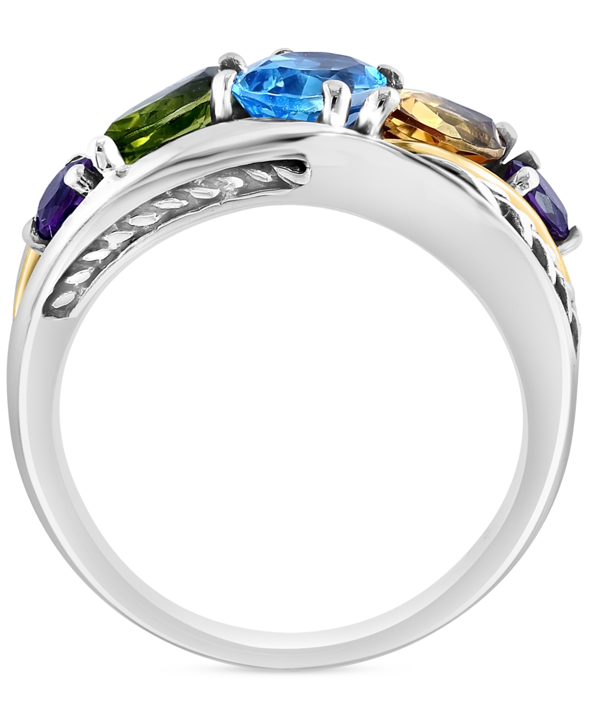 Effy Multi-Gemstone Statement Ring (2-5/8 ct. t.w.) in Sterling Silver & 18k Gold-Plate - Multi-Gemstone