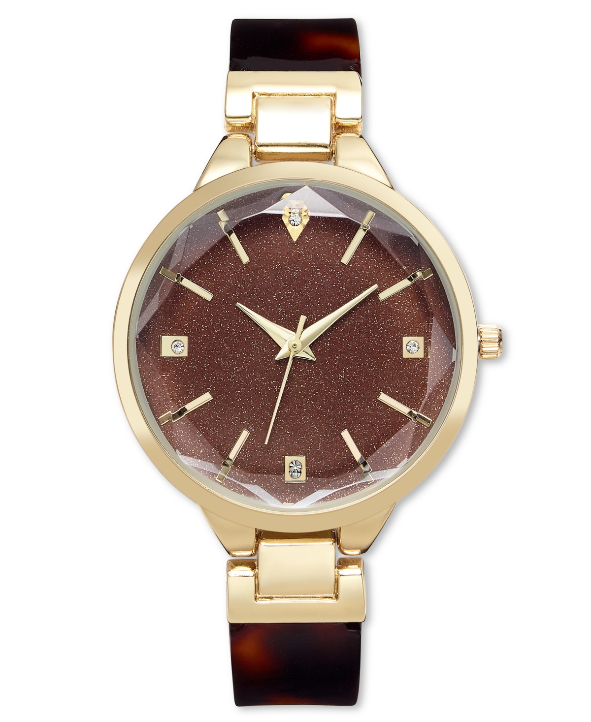 Inc International Concepts Women's Brown Half-bangle Bracelet Watch 36mm, Created For Macy's