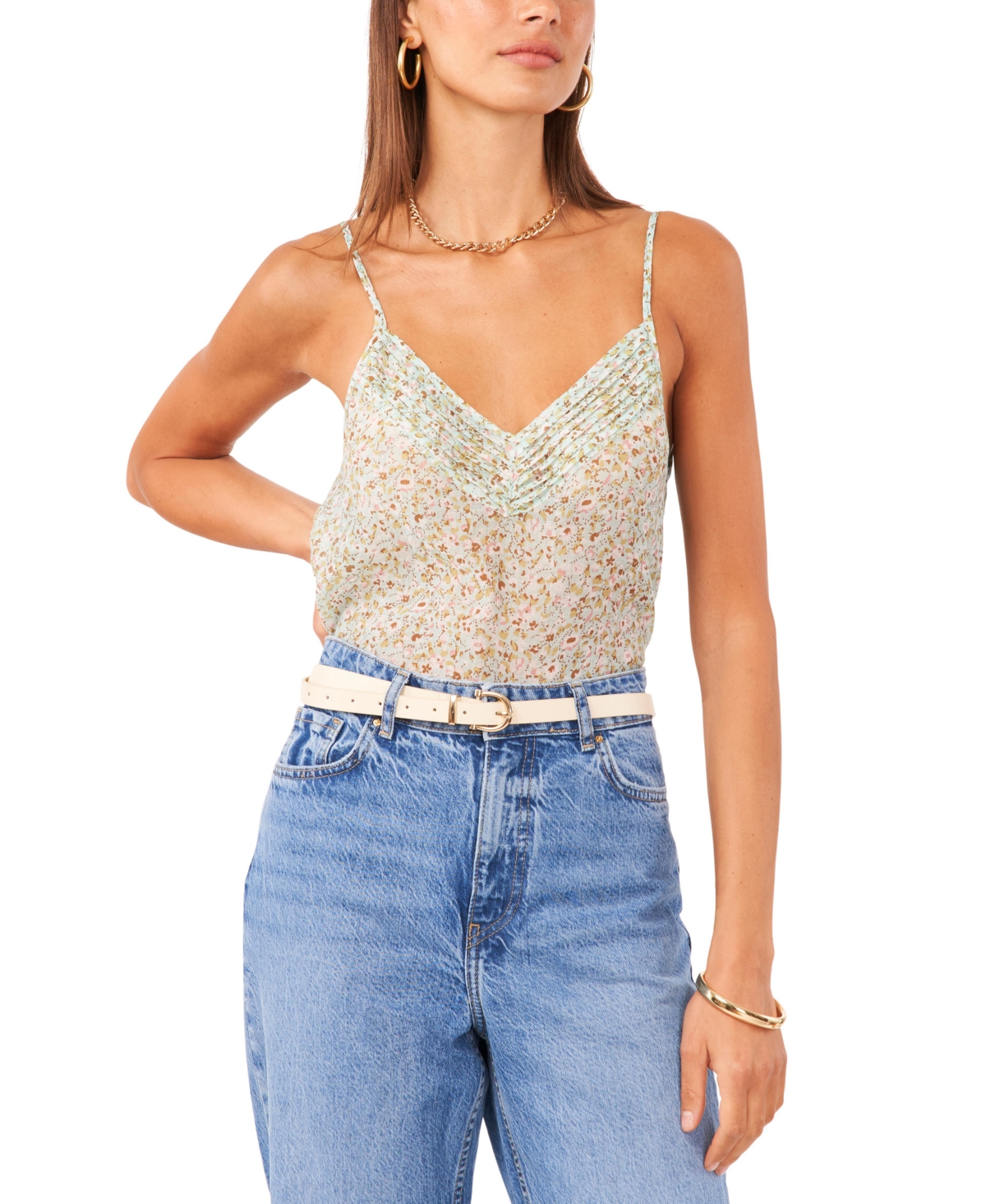 1.state Women's Printed V-neck Sleeveless Cami Top In Blue River