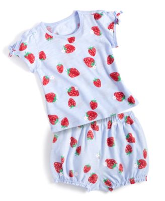 Shop First Impressions Baby Girls Strawberry Garden T Shirt Bloomer Shorts Created For Macys In Lunar