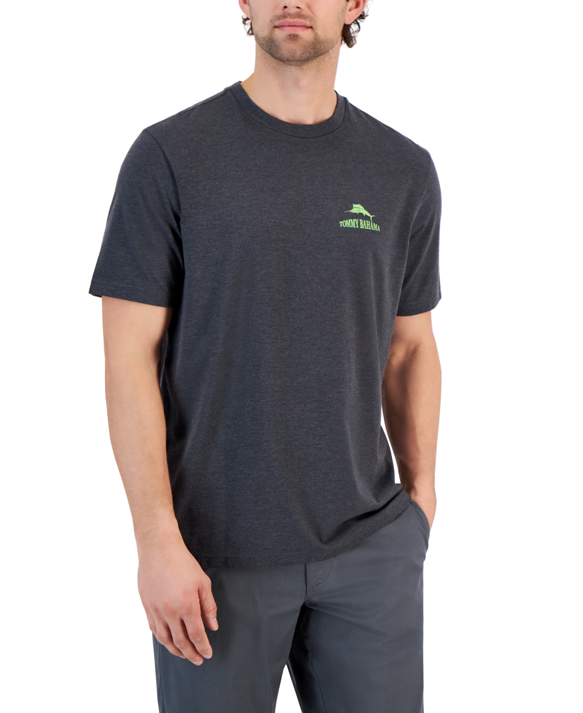 Shop Tommy Bahama Men's Pick Up Lime Graphic T-shirt In Coal Heather