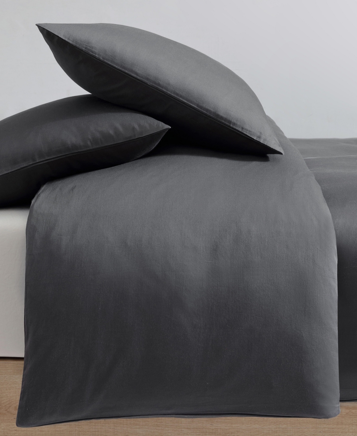 Shop Calvin Klein Orchid Cotton Sateen 3 Piece Duvet Cover Set, King In Charcoal