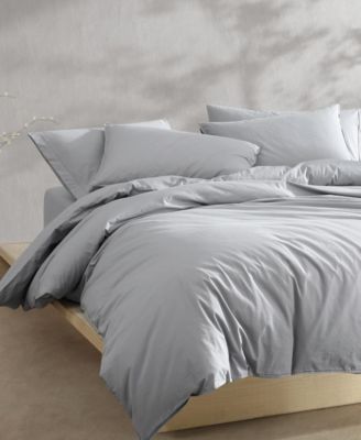 Washed Percale Cotton Solid 3 Piece Comforter Set, Queen