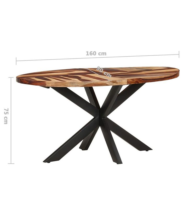 vidaXL Dining Table 63"x35.4"x29.5" Solid Acacia Wood with Sheesham