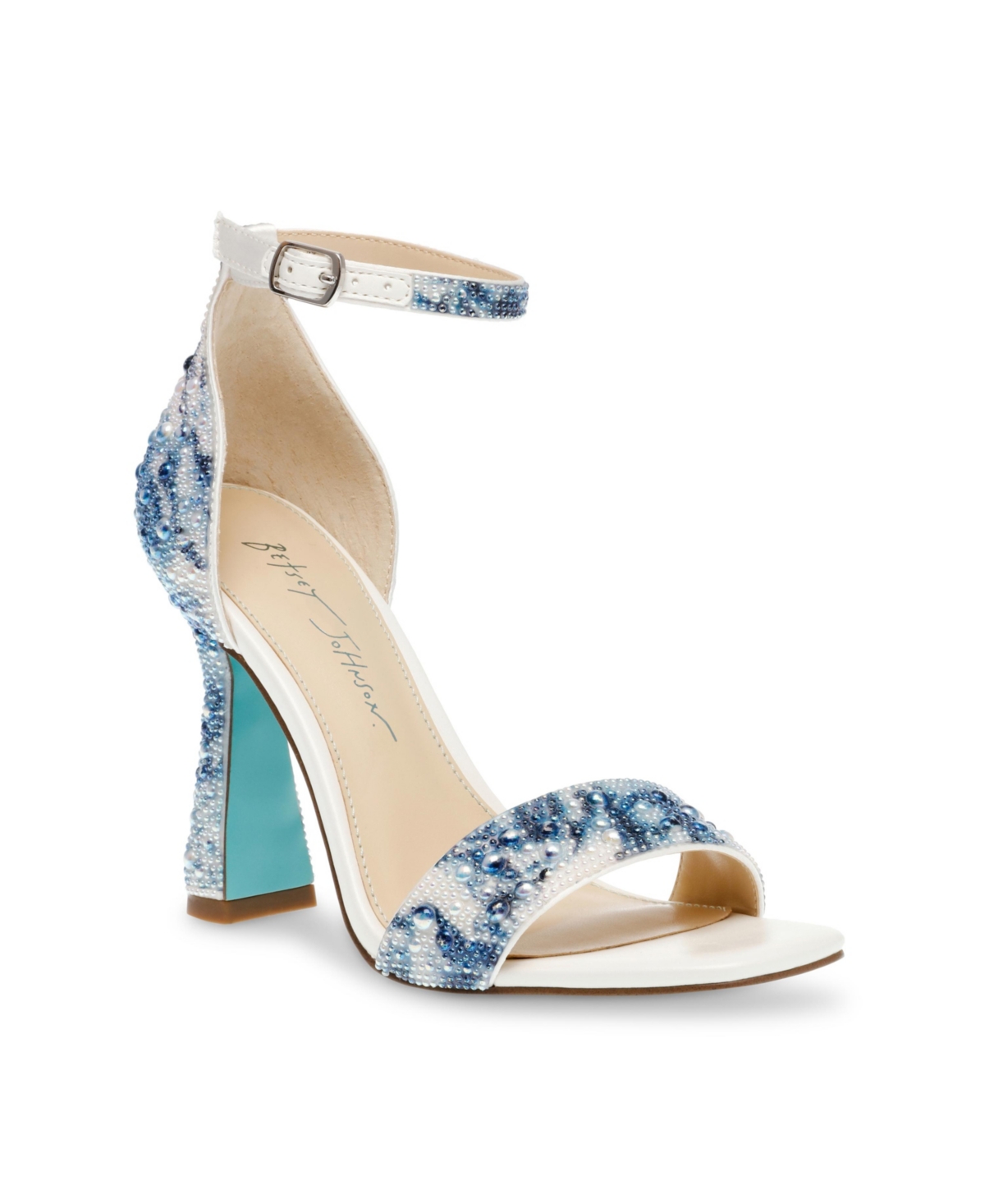 Shop Betsey Johnson Women's Dani Ankle Strap Evening Sandals In Blue Floral