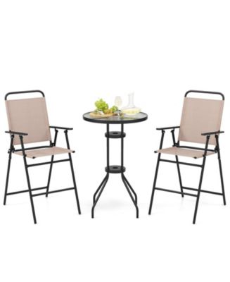 SUGIFT 3 Pieces Outdoor Bistro Set with 2 Folding Chairs - Macy's
