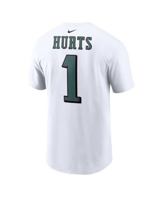 Men's Jalen Hurts White Philadelphia Eagles Player Name and Number T-shirt