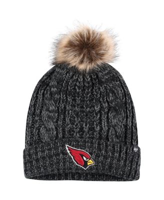 Womens 47 Brand Black Arizona Cardinals Logo Meeko Cuffed Knit Hat with Pom 5090₽