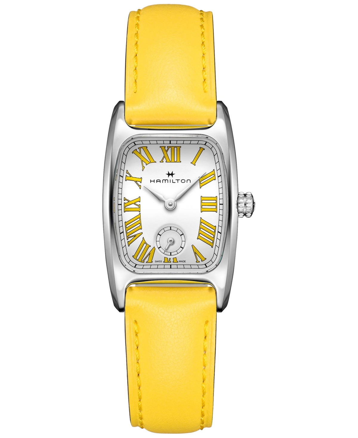 Women's Swiss American Classic Small Second Yellow Leather Strap Watch 24x27mm - Yellow