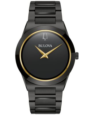 Bulova - Men's Modern Millennia Black-Tone Stainless Steel Bracelet Watch 41mm