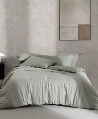 CLOSEOUT! Calvin Klein Organic Earth Solid Cotton Sateen 3 Piece Duvet Cover Set, King