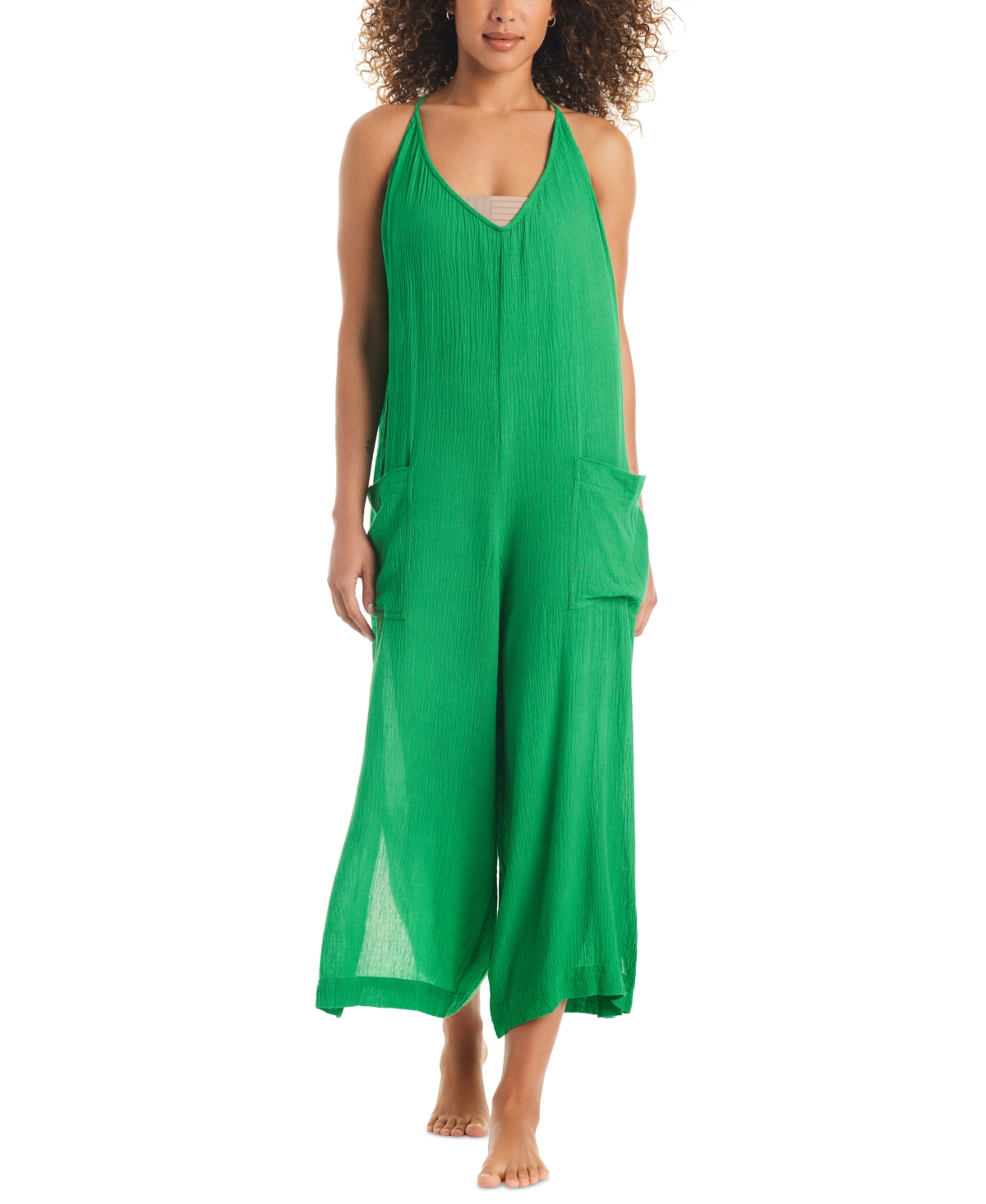 Sanctuary Women's Coastal Covers Cotton Cover-up Jumpsuit In Green Flare