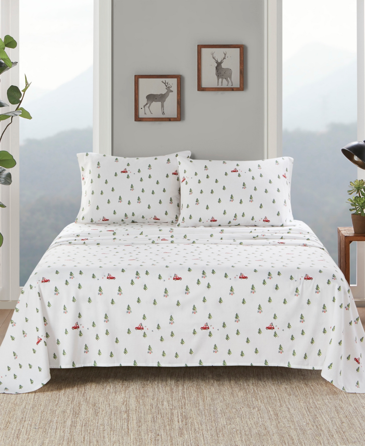 Woolrich Printed Flannel 4-pc. Sheet Set, Full In Green Tree