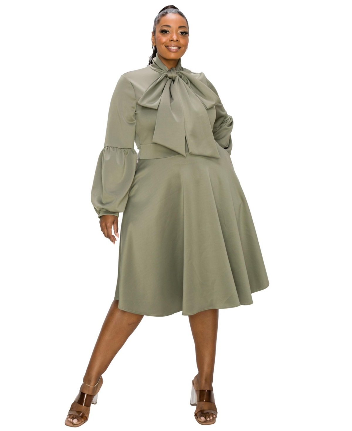 Plus Size Bekah Flare Pocket Dress - Sage