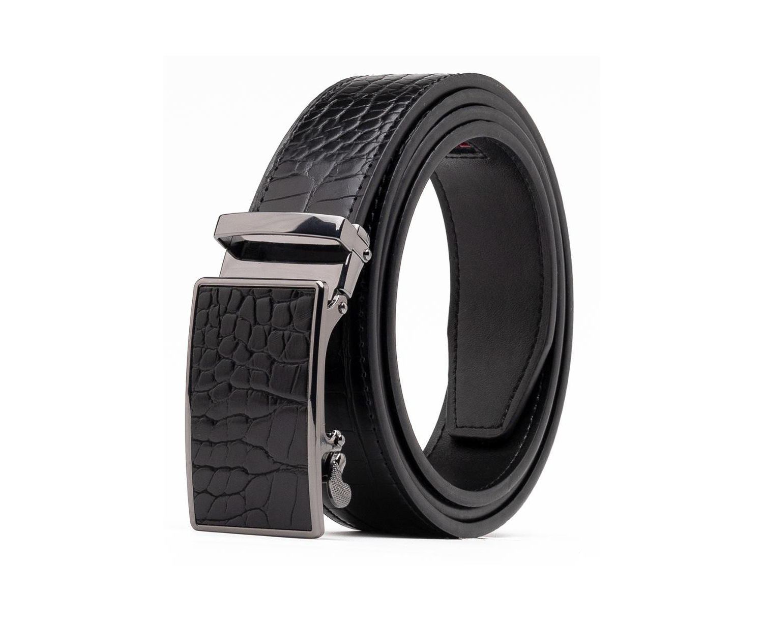 Men's Genuine Leather Crocodile Design Dress Belt with Automatic Buckle