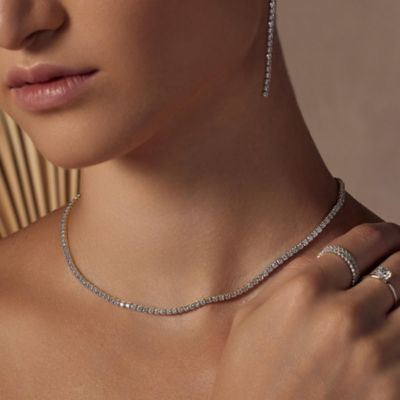 Sterling Silver 18k Gold Plated Cherie Tennis Necklace Holiday Gift Idea