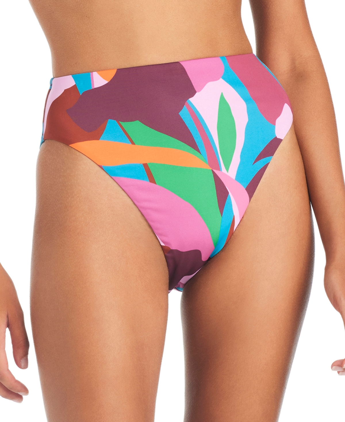 Women's Tropic Mood Printed High Waist High Leg Bikini Bottoms - Multi