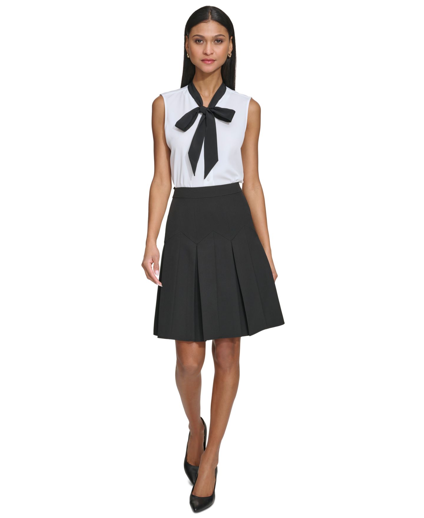 Женская юбка KARL LAGERFELD PARIS Karl Lagerfeld Petite Pleated, цвет: Чёрный — фото 2