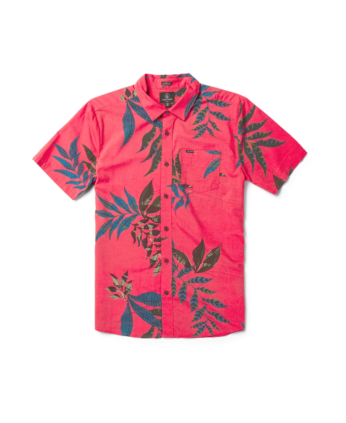 Shop Volcom Men's Paradiso Floral Short Sleeve Shirt In Washed Ruby