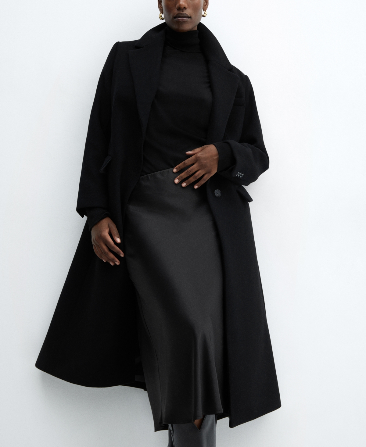 Shop Mango Women's Midi Satin Skirt In Black