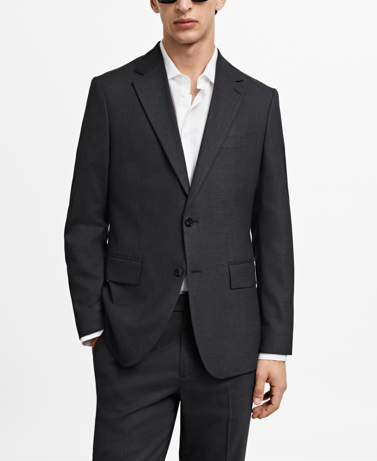 Mango Men's Slim-fit Check Wool Suit Blazer In Black