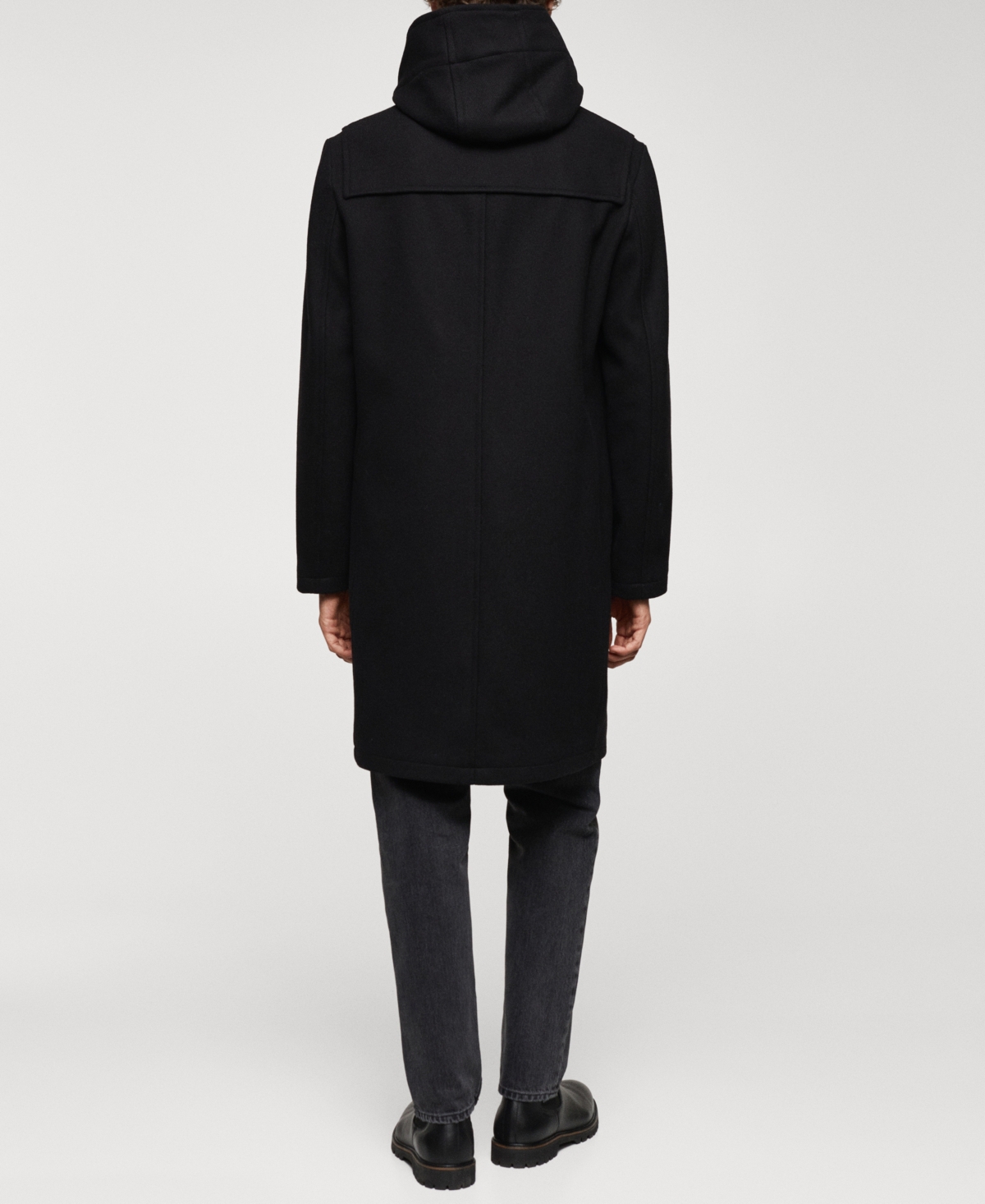 Mango Men's Wool Hooded Coat In Black