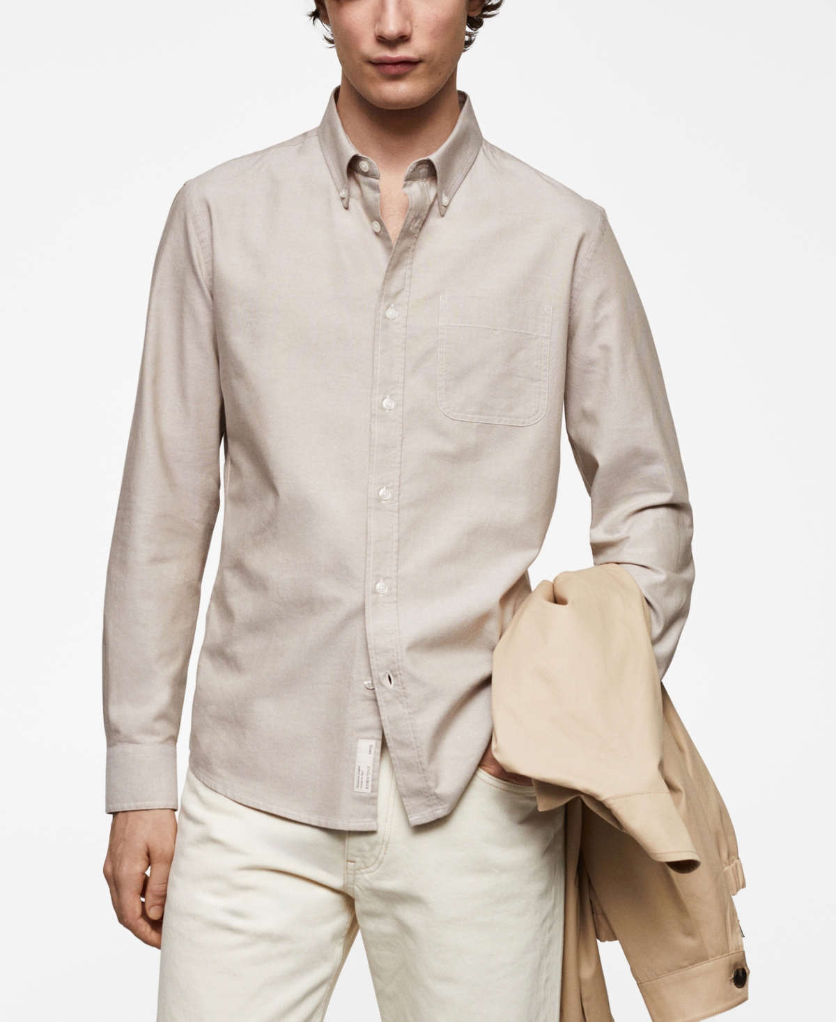 Men's Regular Fit Oxford Cotton Shirt - Gray