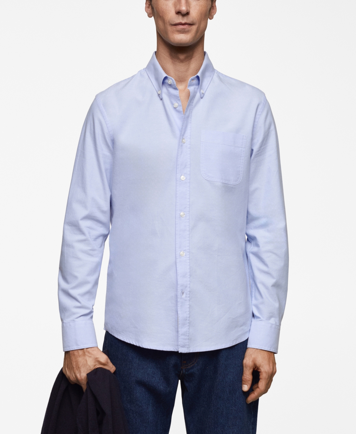 Shop Mango Men's Regular Fit Oxford Cotton Shirt In Sky Blue