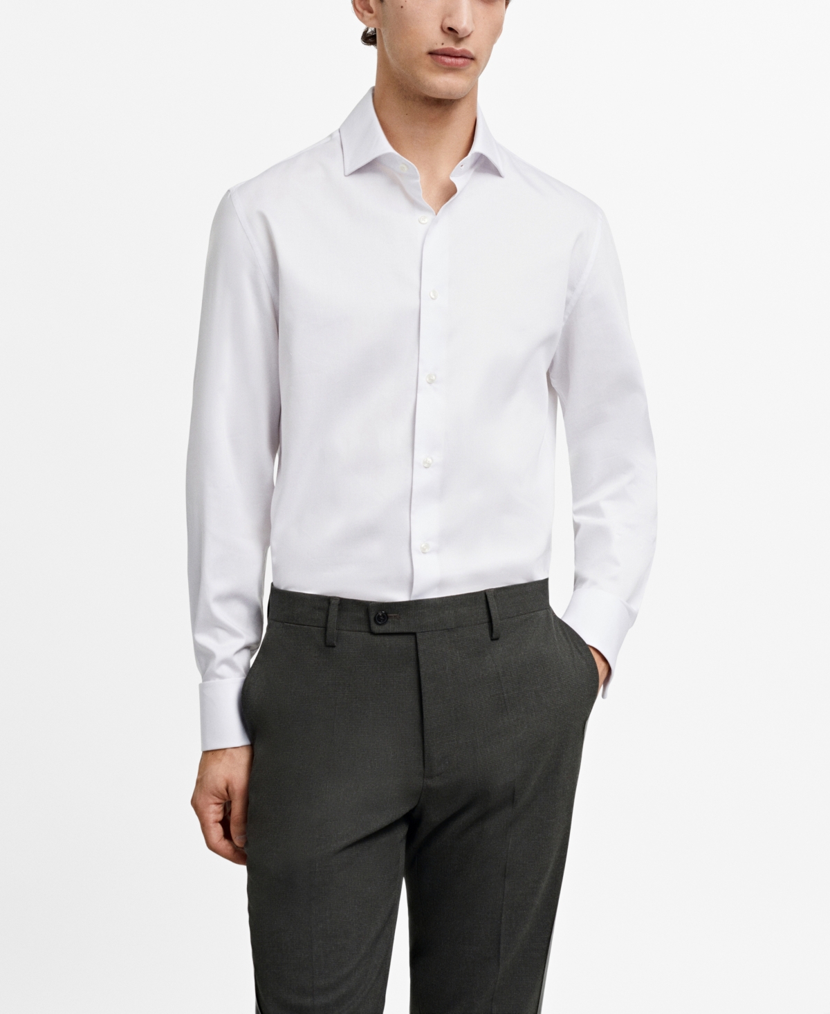 Men's Regular-Fit Cufflinks Detail Dress Shirt - White