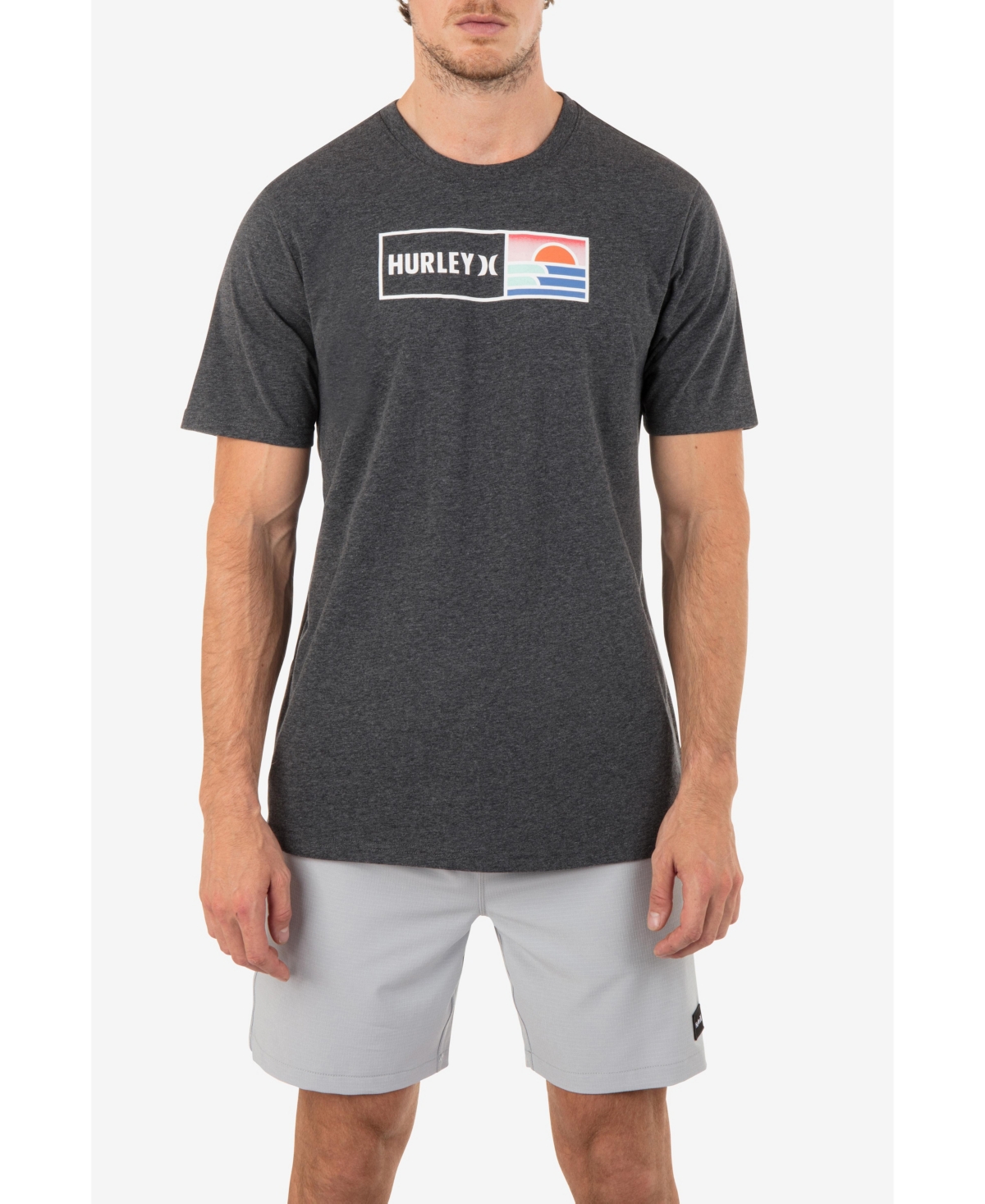 Shop Hurley Men's Everyday Box Waves Short Sleeve T-shirt In Black Heather