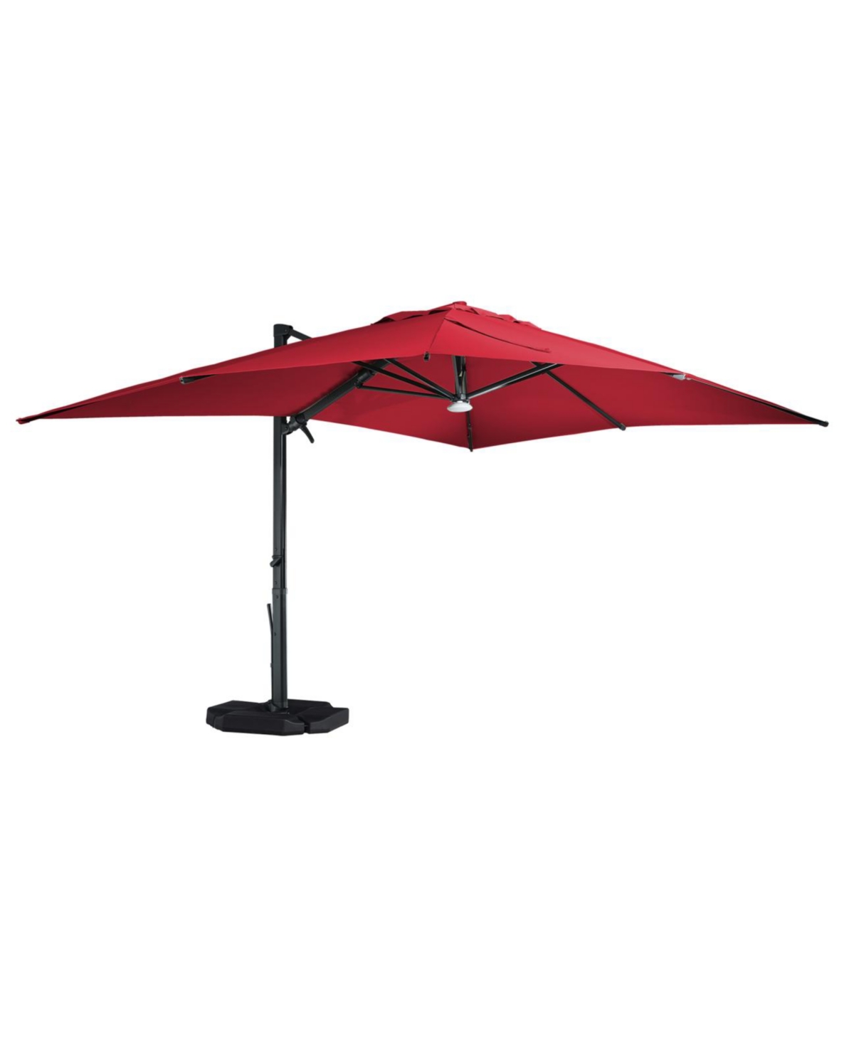 13ft Square Solar Led Cantilever Patio Umbrella with Included Base Stand & Bluetooth Light - Gray