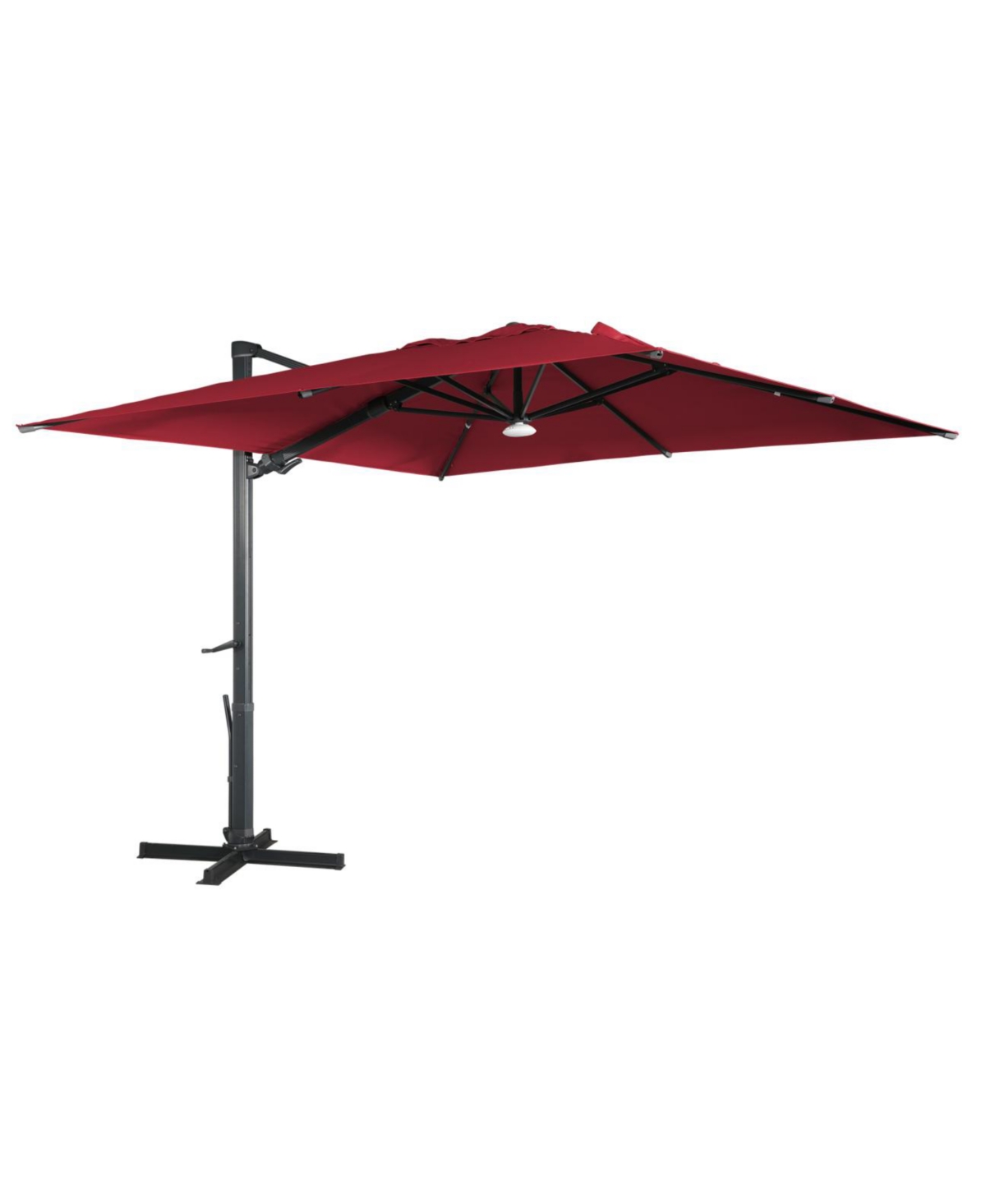 10ft Square Solar Led Cantilever Patio Umbrella with Bluetooth Light for Outdoor Shade - Gray