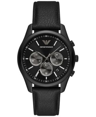 Emporio Armani Men s Chronograph Black Leather Strap Watch 41mm Macy s