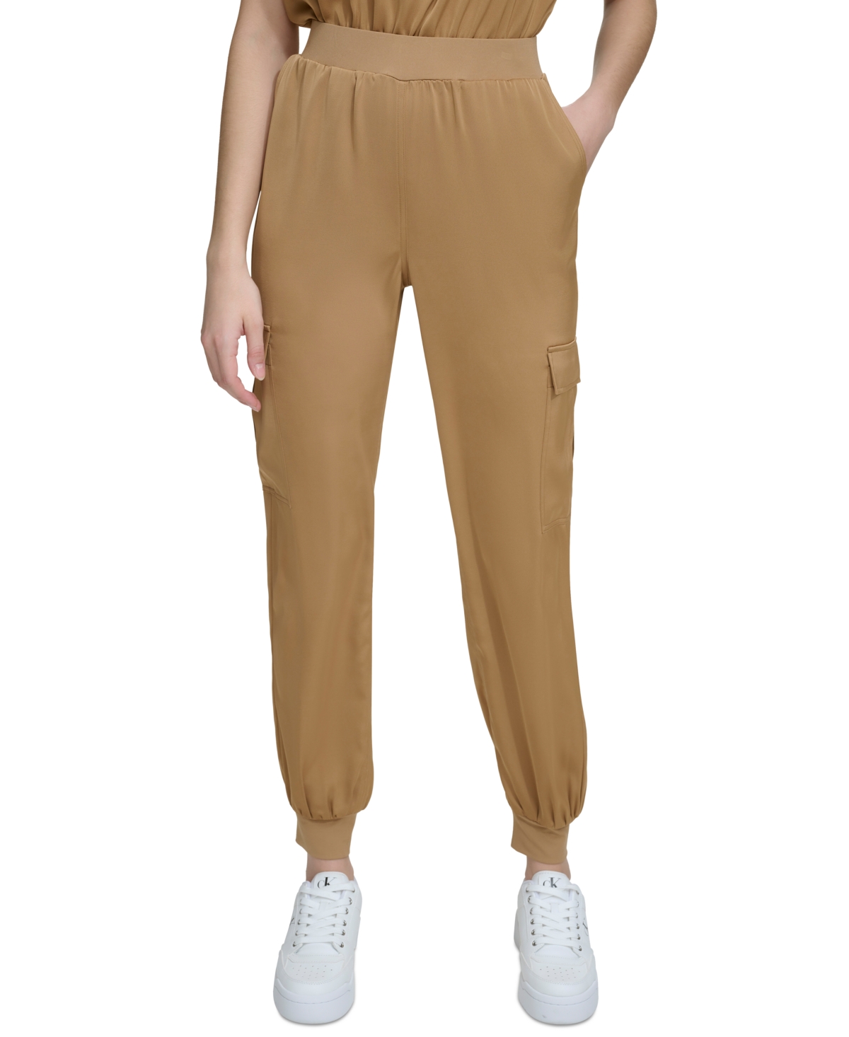 Shop Calvin Klein Women's Pull-on Cargo Jogger Pants In Luggage